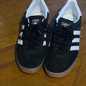 Adidas Men's Indoor Gazelle Black Sneakers with White Stripes